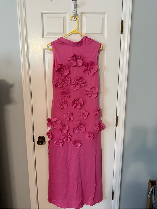 Dresses & Skirts - Bright Pink Sleeveless Floral Appliqué Maxi Dress